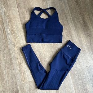 Alphalete Revival Seamless Leggings & Matching Sports Bra- Navy Blue